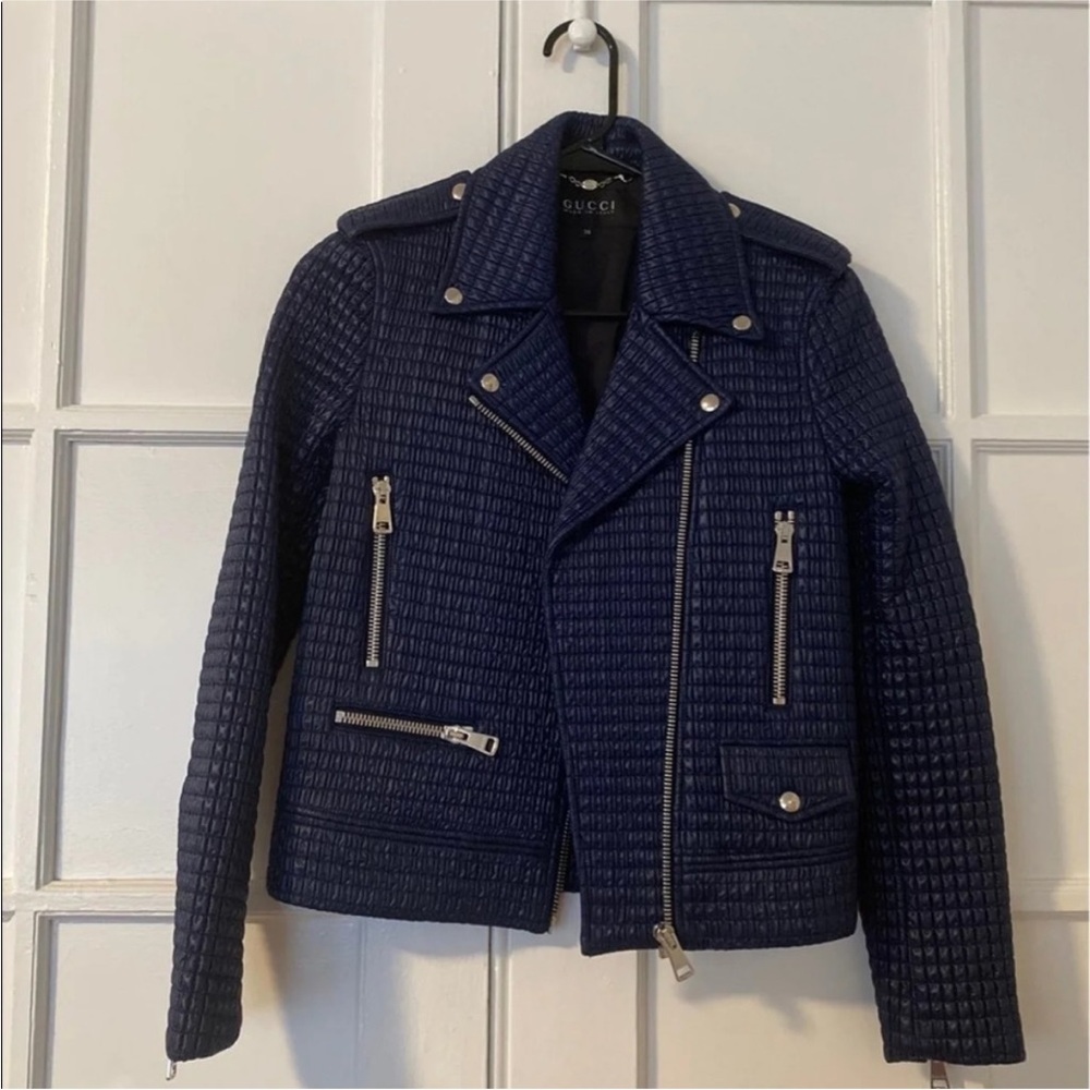 Gucci Blue Moto Jacket